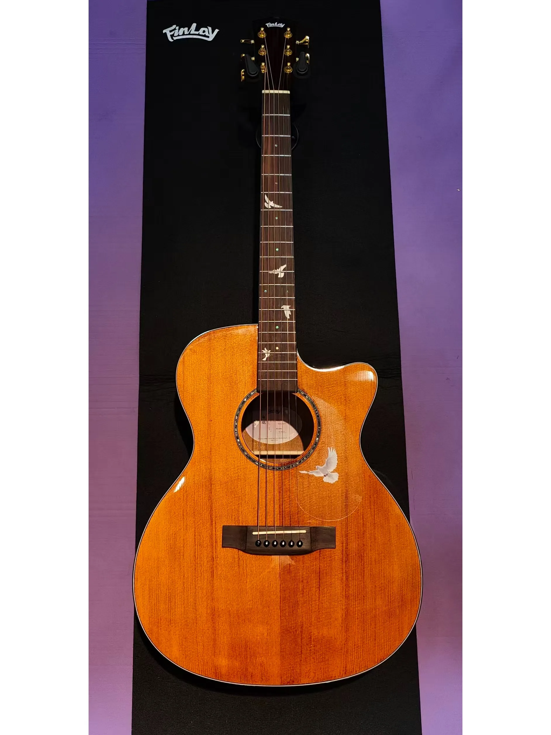 40 inch elektrische cutaway akoestische gitaar, massief sparrenhouten bovenblad/mahoniehouten body, gitaren uit China, donkerbruin glanzend FG-A412C - afbeelding 2