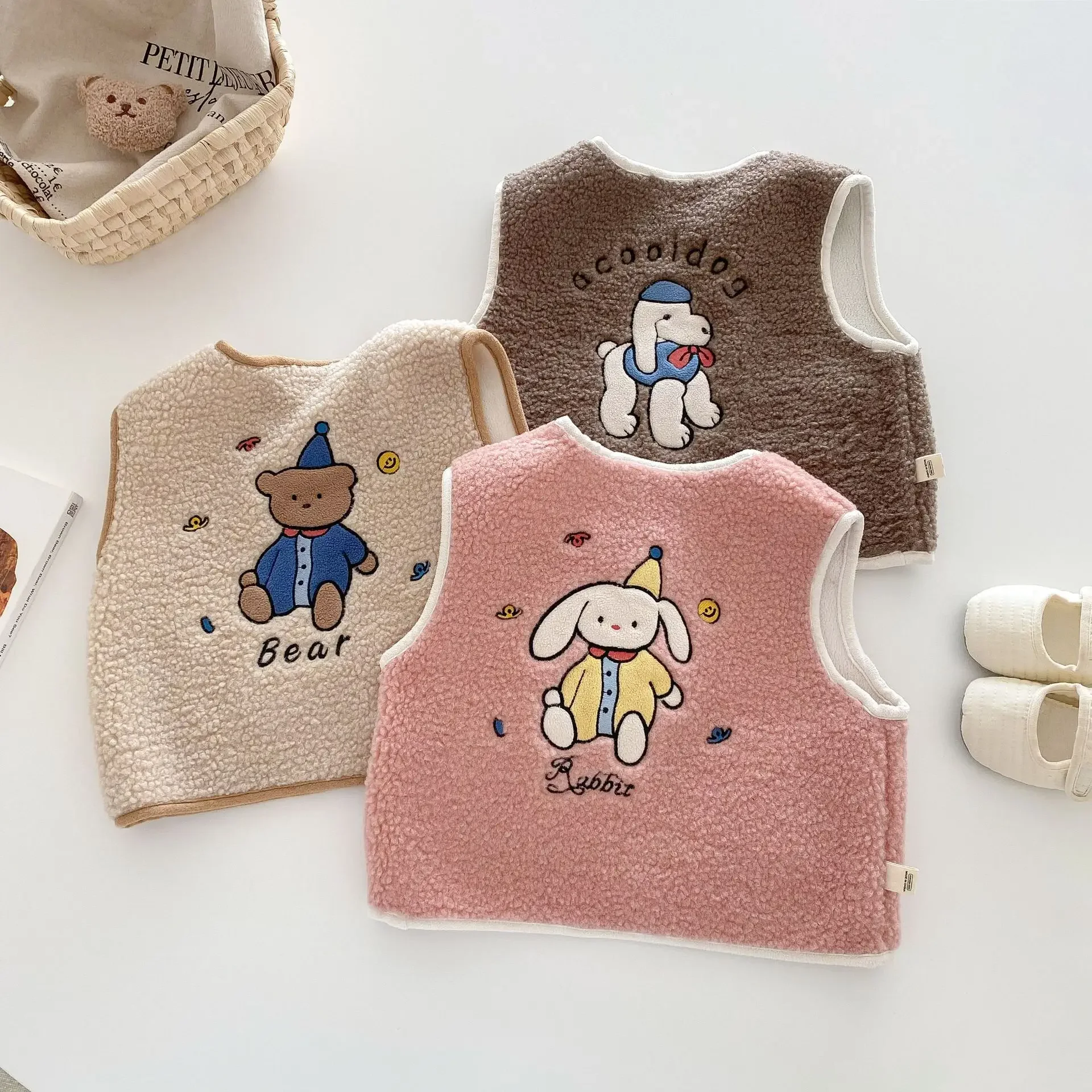 Baby Girls Boys Vest Kids Warm Sleeveless Jacket Toddler Infant Cartoon Outerwear Children's Clothing Korean Style