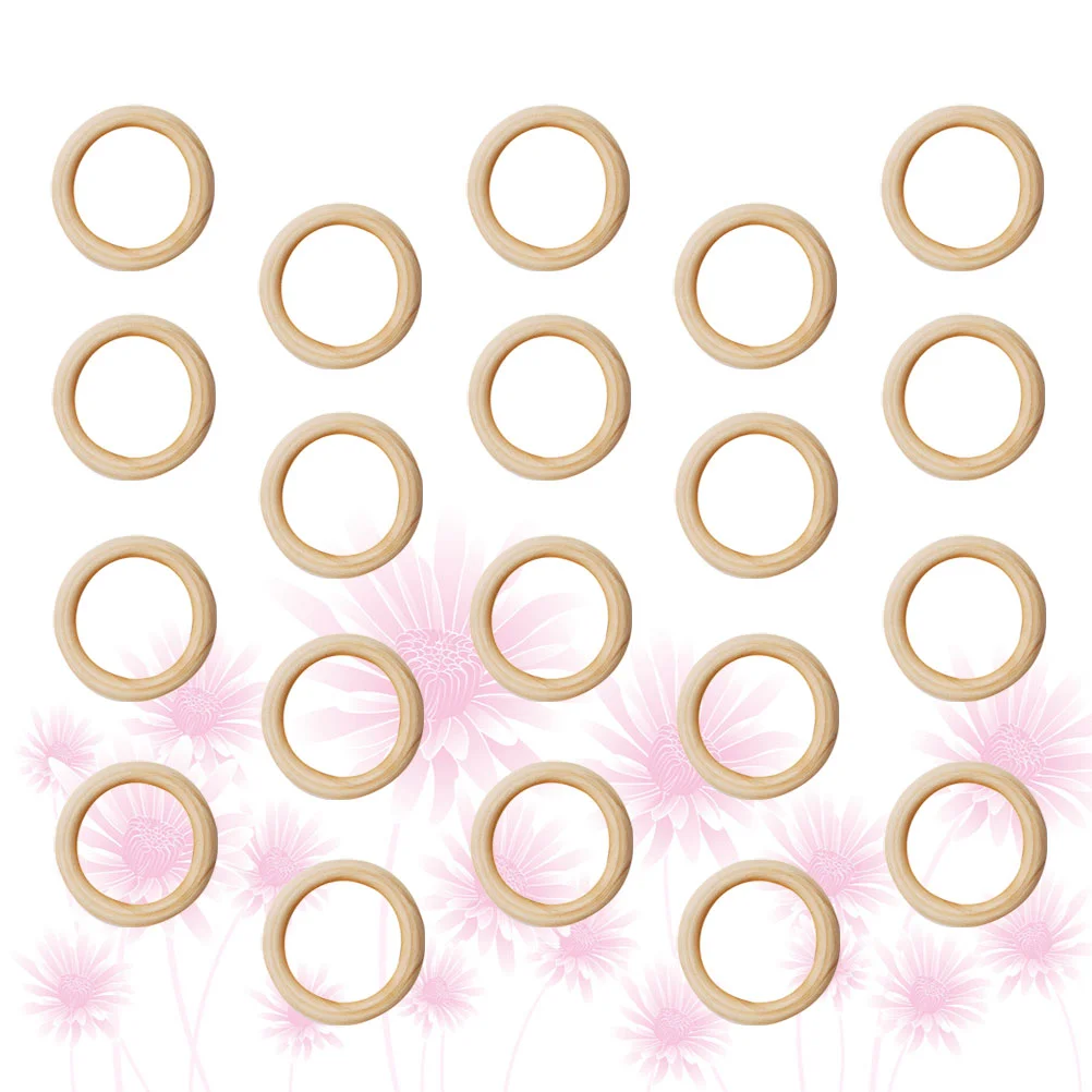 200PCS 15mm Wood Ring DIY Craft Natrual Buckle Ring Wooden Pendant Unfinished Circle DIY Keyring Accessories for Handbag