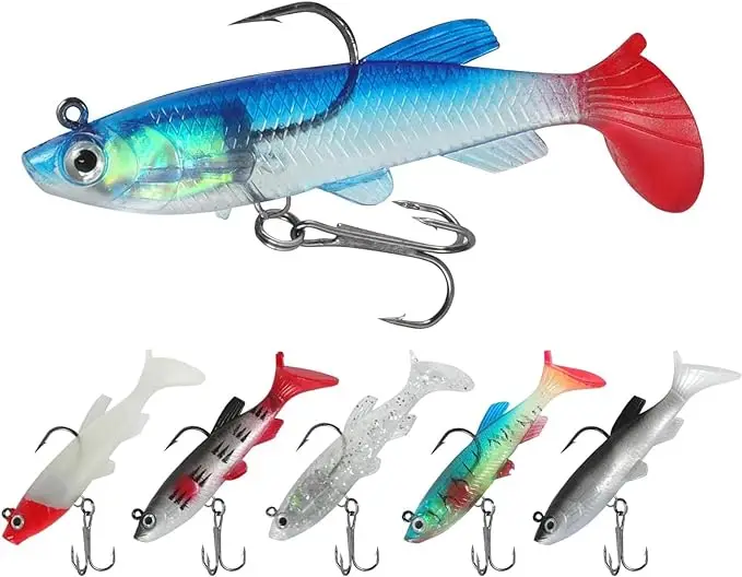 

8.6cm 13g Pre-rigged Soft Minnow Lure Artificial Soft Jig Lure Baits Prop Fishing Lures for Fishing