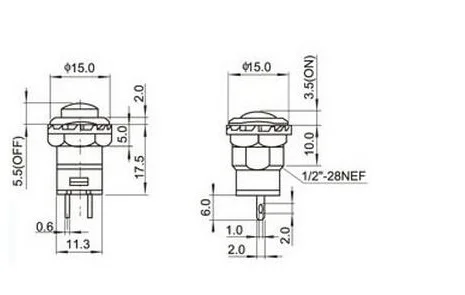 YYT 10PCS DS-428/427 round button switch with lock self-locking no lock self-reset button red green yellow 12MM