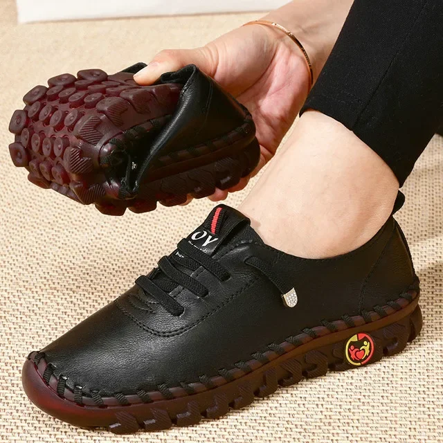 2022 Sneakers Women Shoes Platform Loafers Lace Up Leather Flat Slip-On New Spring Casual Mom Shoe Mujer Zapatos Chaussure Femme