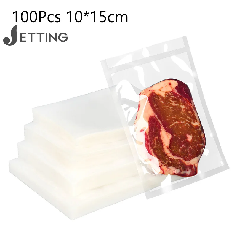 100pcs/bag Transparent Plastic Vacuum Food Bag Commercial Compression Seal Packaging Bag