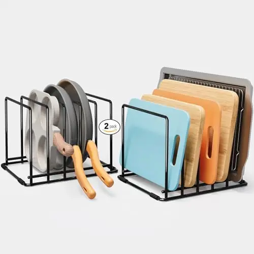 2-Pack Cutting Board Organizer, 5-Slot Steel Kitchen Rack