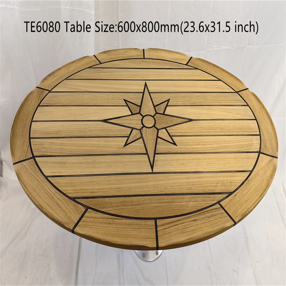 Oval Shape Teak Table Top 440x580/600x800mm,17.3x22.8/23.6x31.5 Inch Ellipse Star Inlay Marine Yacht RV