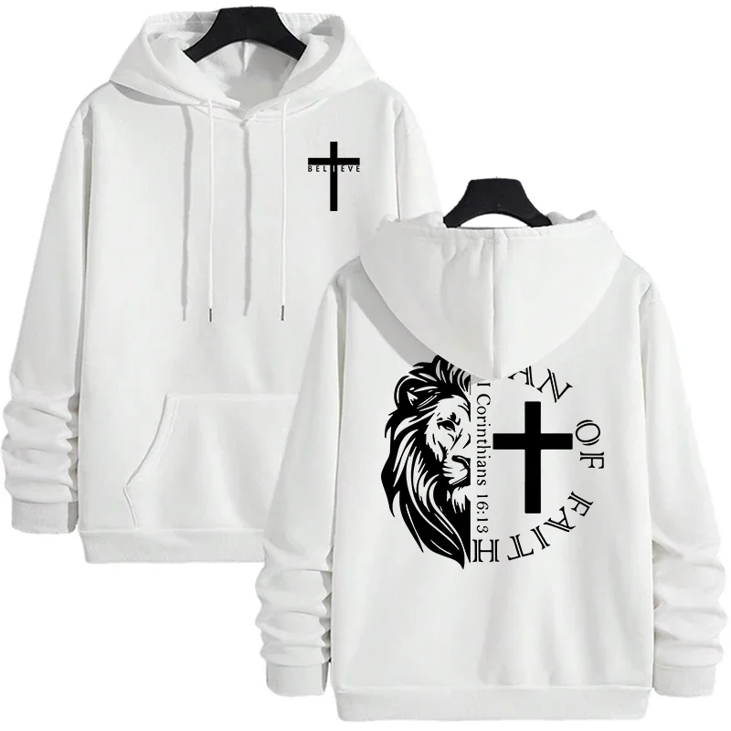 Jesus Christ Style Hoodies 2026 Fall Winter New Arrival Hooded Long Sleeve Sweatshirts Man Of Faith Lion Print Hoody Outerwear - Image 4
