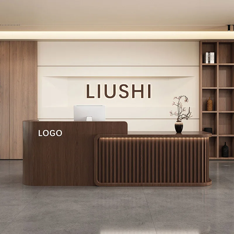 Salon Grade Space Saving Reception Desk Durable Movable Reception Counter Elegant Low Back Rezeptionstheke Office Furniture