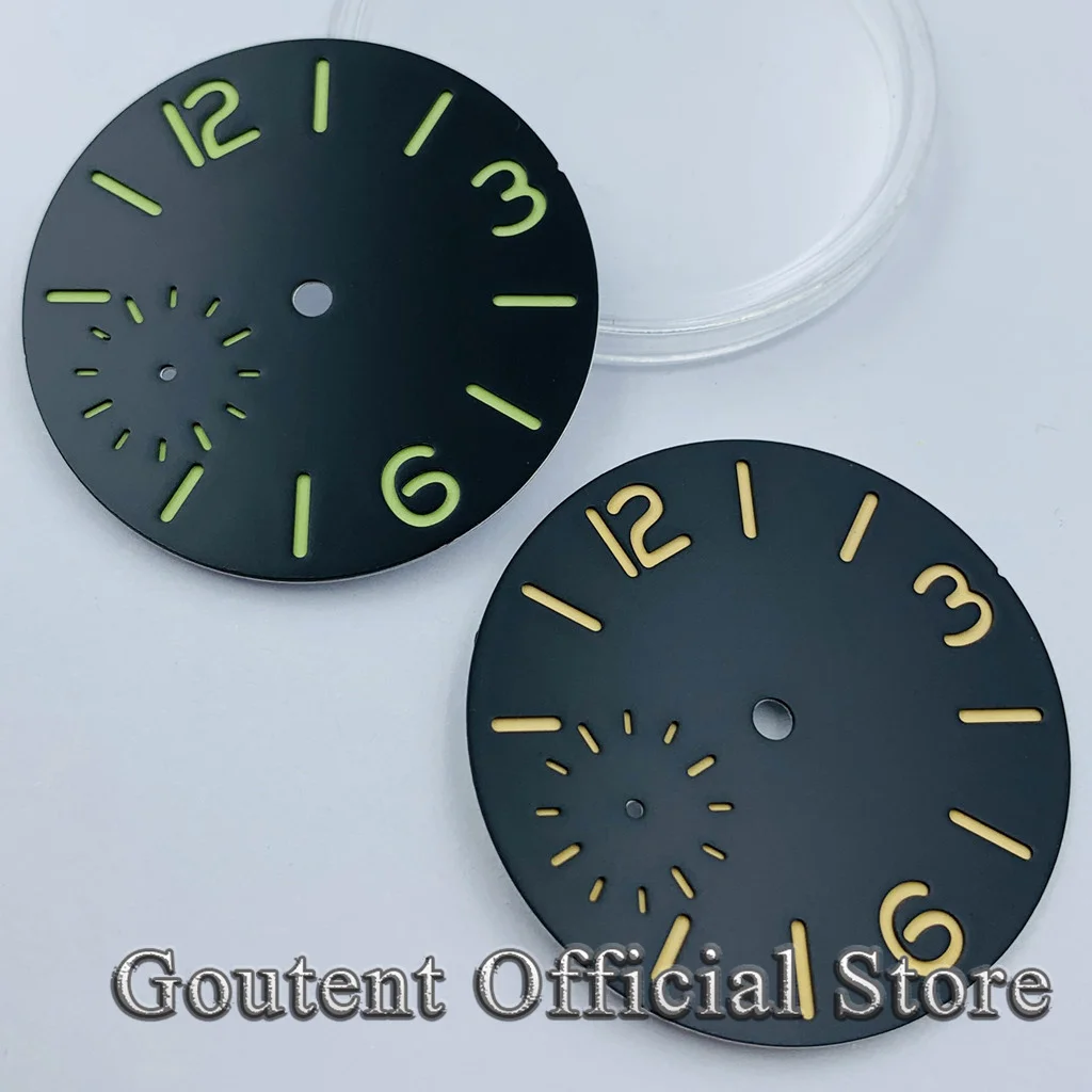 Goutent 37mm Sterile Black White Blue Green Watch Dial Orange Marks Fit ETA 6497 ST36 movement Watch Parts