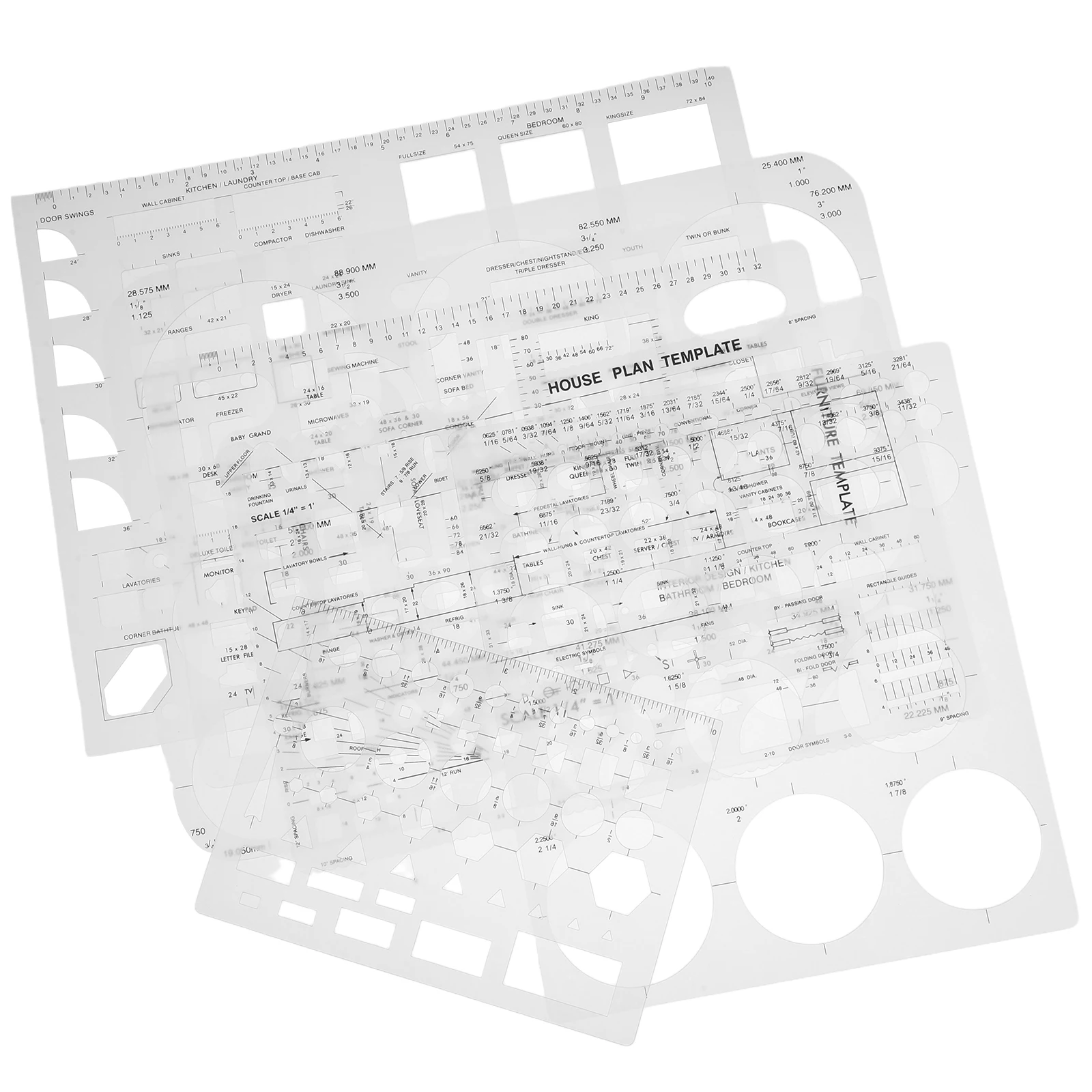 

6 pcs Geometric Drawing Templates Creative Ruler Stencils Architecture Scale Tool Plastic Measuring Board School Office Supplies