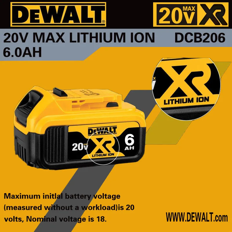 

DeWALT Original Battery 20V 5.0Ah 6.0Ah MAX FlexVolt for DCB606 DCB205 DCB206 DCB209 DCB182 Power Tool with Charger