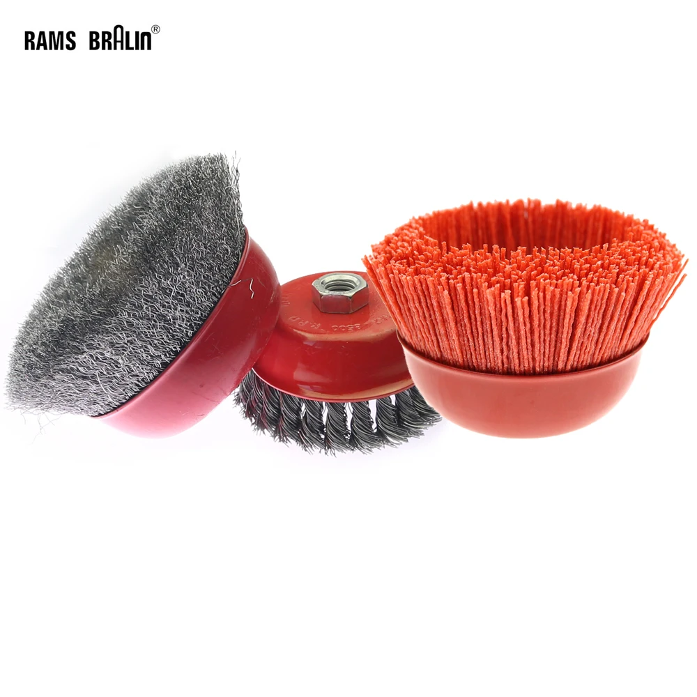 1 piece 125/115/100mm* M14 Cup Knot Wire Steel Abrasive Wire Brush Wheel for Wood Metal Paint Rust Removal