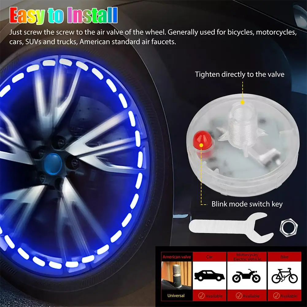 Válvula de pneu de carro luz da motocicleta hub movido a energia solar luz decorativa colorida roda quente alto brilho led piscando luz waterpr