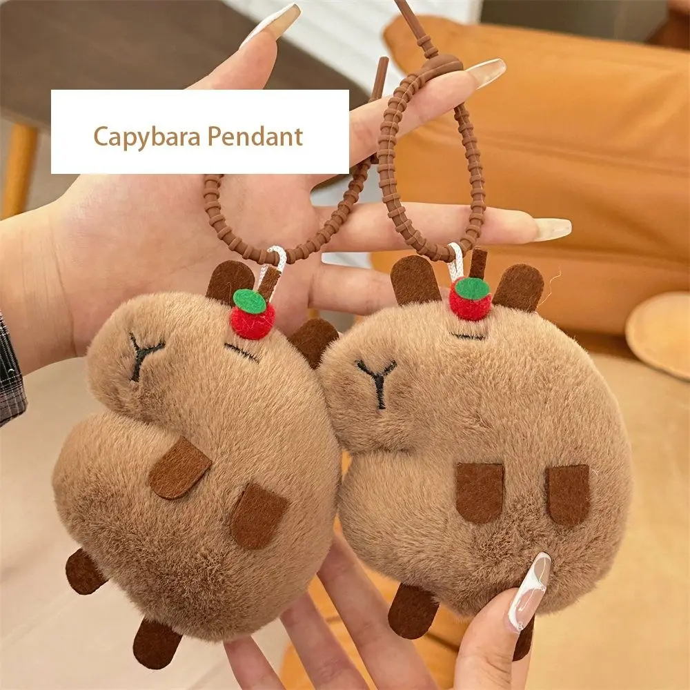 Keychain Capybara Pendant Backpack Animals Plush Toy Bag Pendant Make a Sound Doll Toy Key Chain Decoration Decorations Crafts