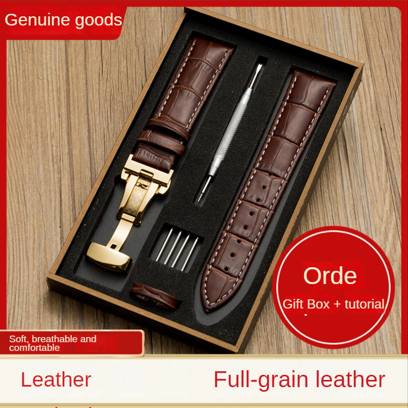 

Watch Band Leather Gift Set Genuine Brand Strap Men Black Brown Belt 18mm 20mm 22mm 24mm for Longines Watch Strap