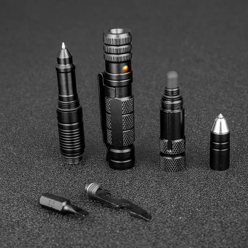 New Defense Tactical Pen Outdoor Survival Self Rescue EDC Tool  Multi Function Bottle Opener Emergency Flashlight Screwdriver