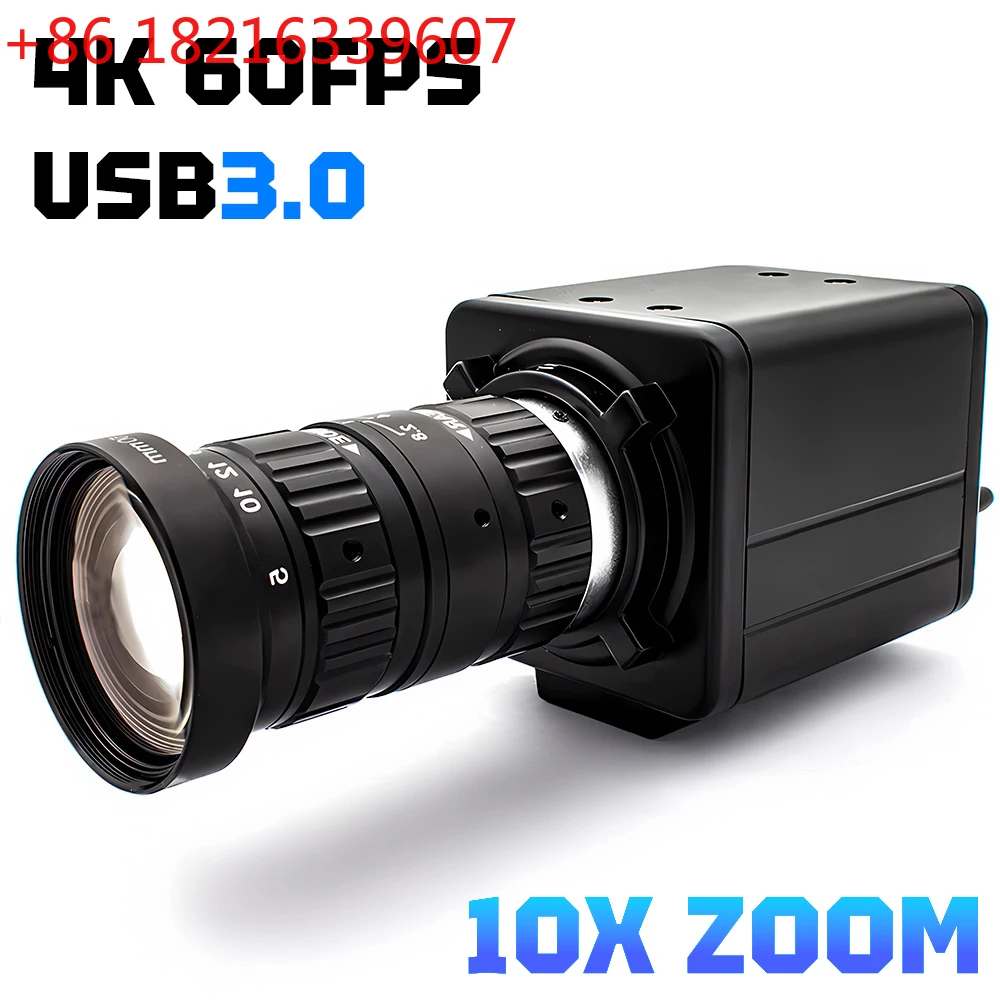 TAO 4K USB3.0 Camera 8MP 60FPS IMX678 CMOS Industrial Camera With 10X Zoom Varifocal Lens Plug Play UVC Protocol Support Video L