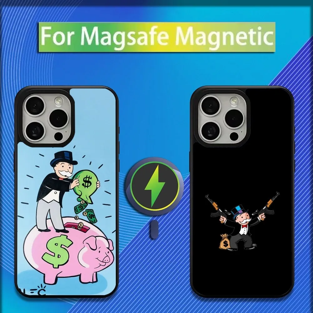 Dollar Alec M-Monopoly Man Phone Case For iPhone 16,15,14,13,12,11,Plus,Pro,Max,Mini Magsafe Magnetic Wireless Charging