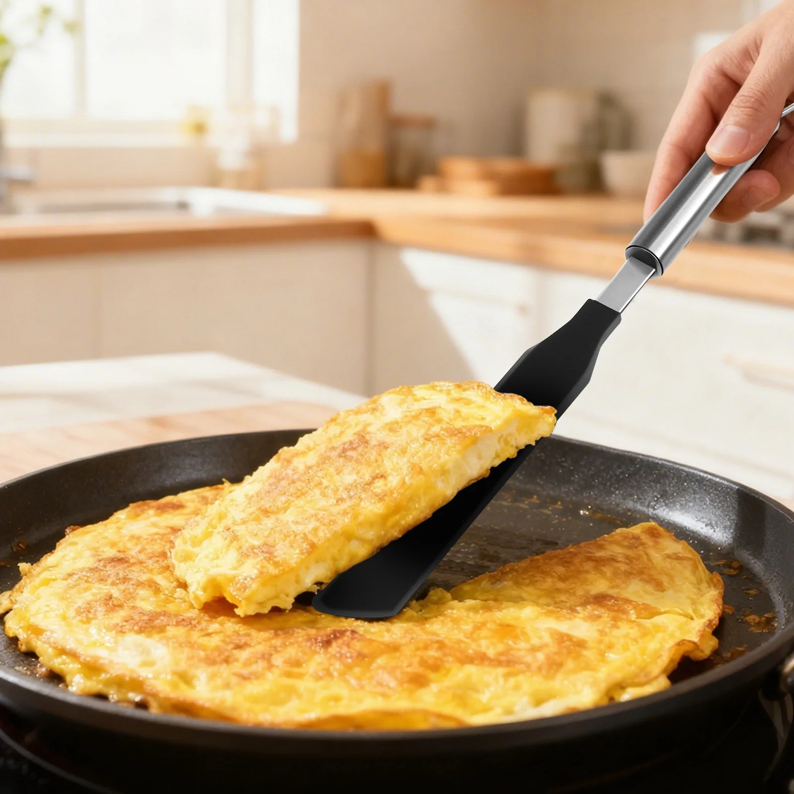 1 set Stainless Steel Crepe Spreader Tool Set 430 Pancake Maker Spatula Kitchen Accessory Easy Use Home Restaurant