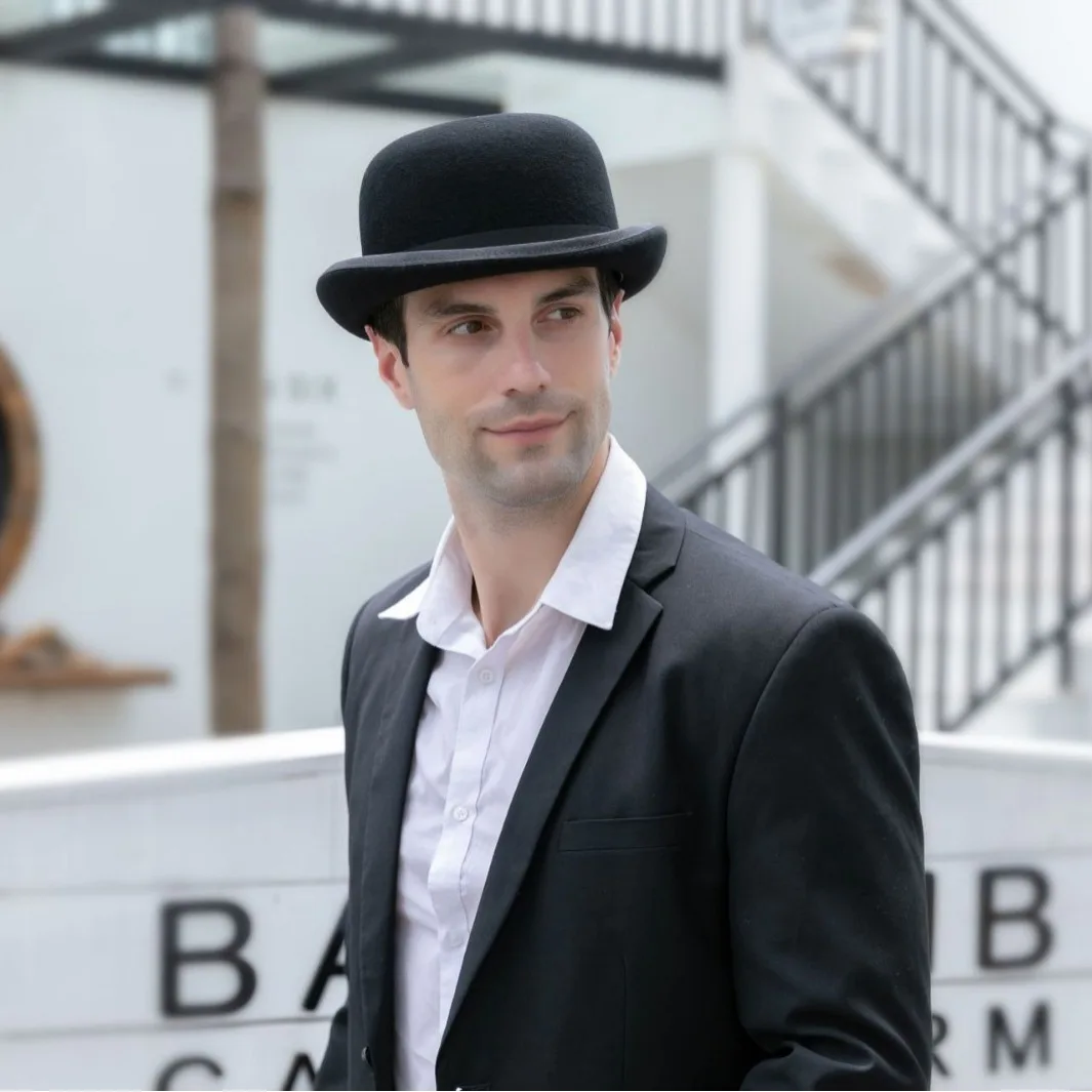 European-American vintage English style gentleman's top hat Amazon hat autumn and winter woolen jazz hat