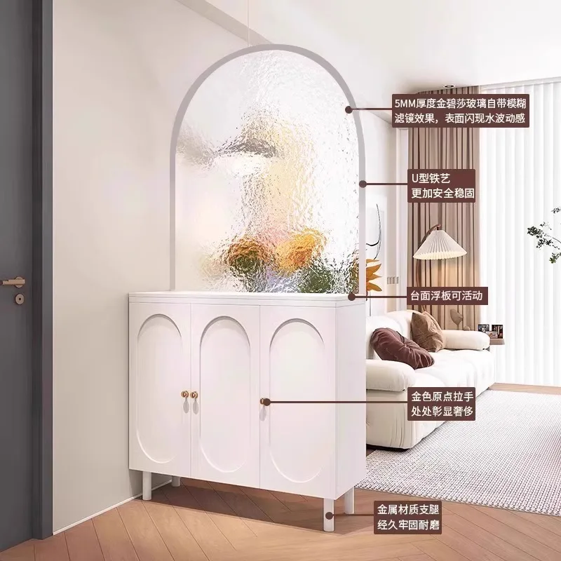 

French entrance shoe cabinet integrated home front door glass screen partition cabinet living room side cabinet