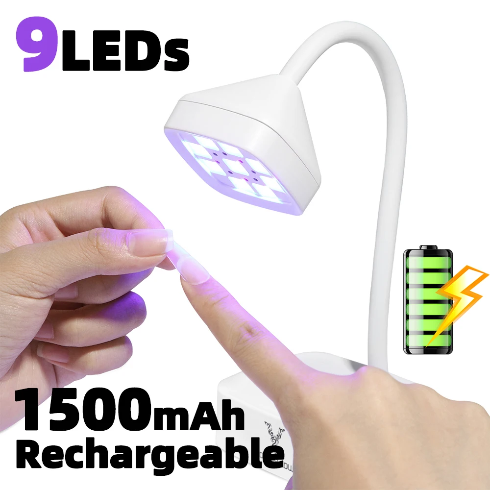 Mini UV Nail Light Cordless Rechargeable LED Nail Lamp With 2 Timers Setting and LCD Display For Nail Salon Home DIY Use