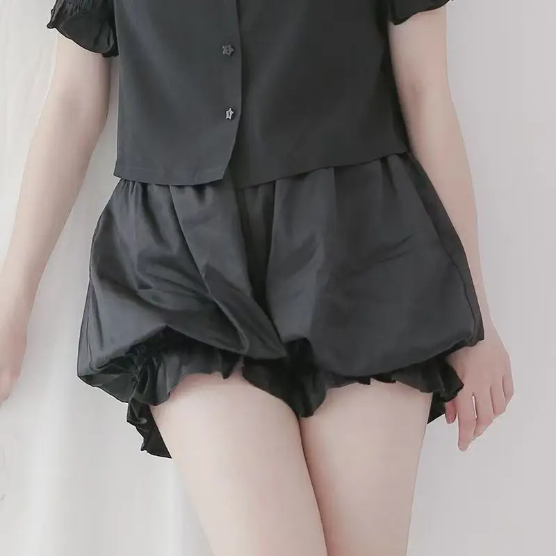 Japan Sweet Lolita Chiffon Lantern Shorts Women Casual Lace Ruffle Underskirt Lo Layered Anti Chafing Inner Safety Short Pants