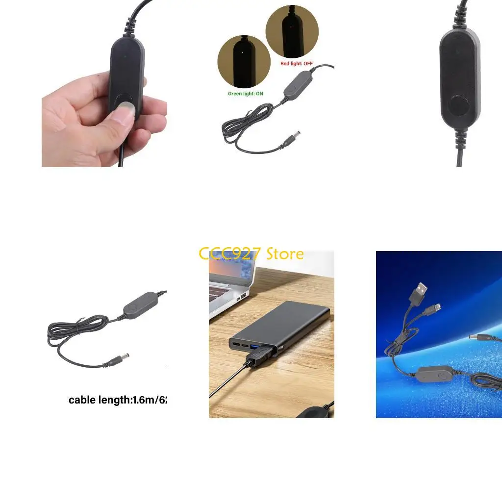 B03F 1.6m Long 5V To 12V Charging Cable Double Port Input For Wireless Speaker LED Light Fan Power Supply Wire