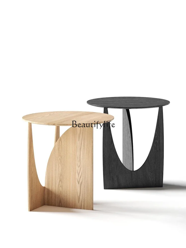 

pg45Nordic Imported Oak Coffee Table Living Room Small Apartment Geometric Side Table Silent Style Log Bedside Table