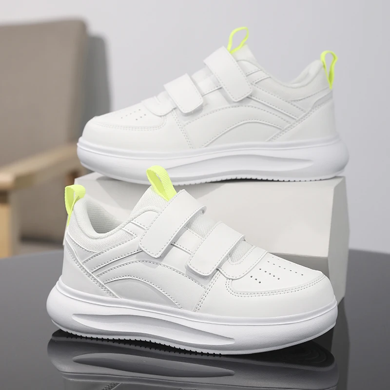 

White Children Shoes Boys Skateboard Shoes Fashion Autumn PU Leather Kids School Daily Walking Shoes Spots Sneaker for Boy