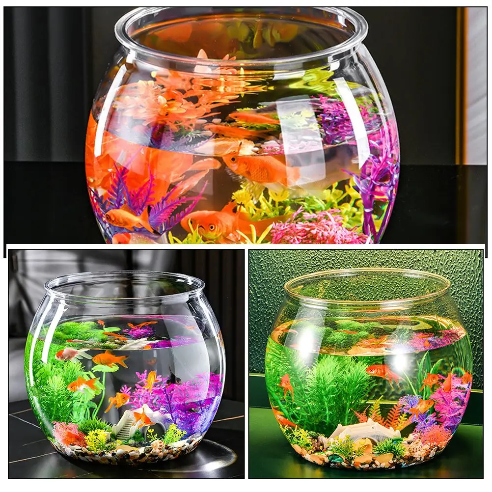 Clear Transparent Round Fish Tank Portable Small Fish Bowl Plastic light luxury Desktop Aquarium Bowl small ornamental fish