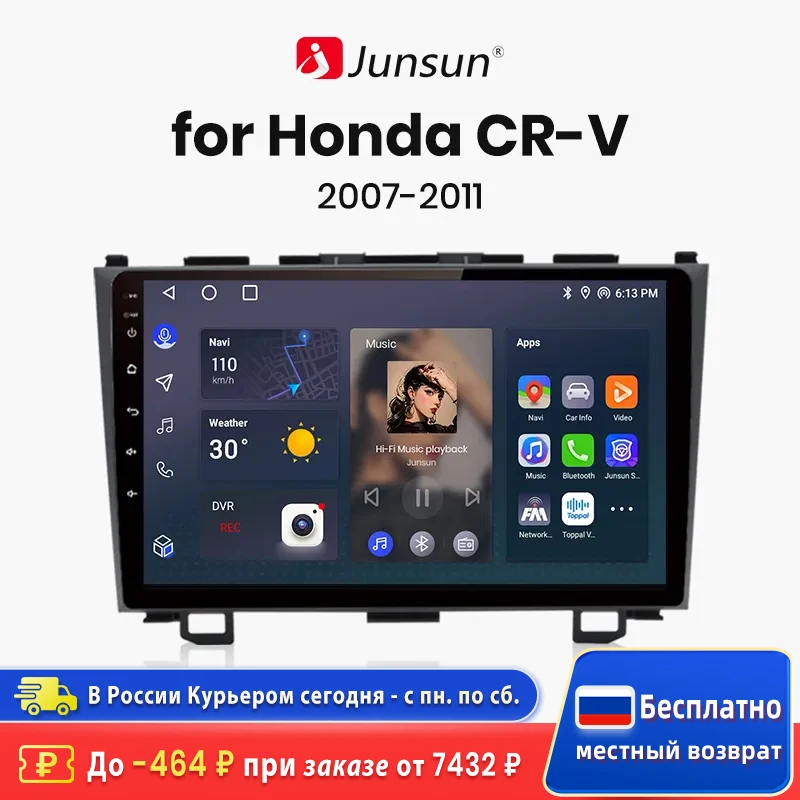 

Junsun V1 AI Voice Wireless CarPlay Android Auto Radio for Honda CRV CR-V 3 2007-2011 4G Car Multimedia GPS 2din autoradio