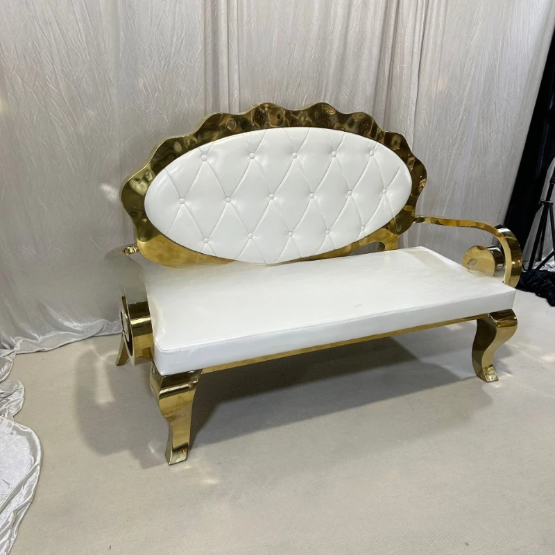 Stainless steel light luxury white sofa wedding furniture banquet hotel furniture
