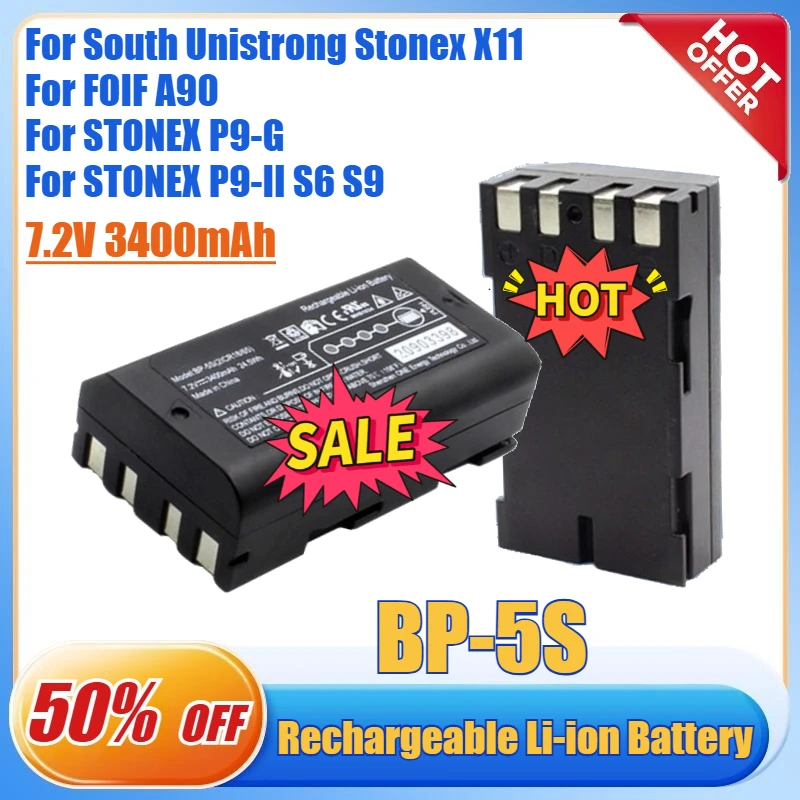 BP-5S Battery 7.2V 3400mAh for South Unistrong Stonex X11 Data Controlle for FOIF A90 for STONEX P9-II for STONEX P9-G S6 S9