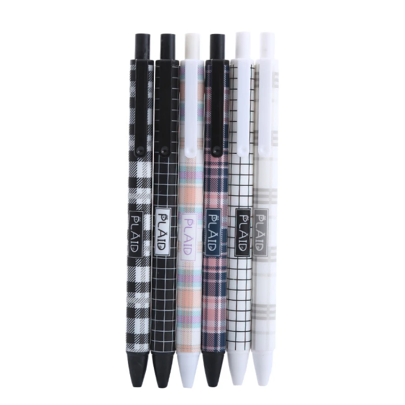 3pcs Creative Plaid Series Press Gel Pens Fashion Business Office Stationery Writing Pens For Kids Exquisite School Supplies