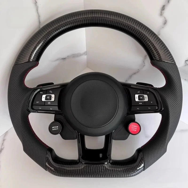 For VW Golf MK 6 7 7.5 GTI GTD GTE R Polo Customm Carbon Fiber RLine Sports Steering Wheel Leather Multi-color Accessories
