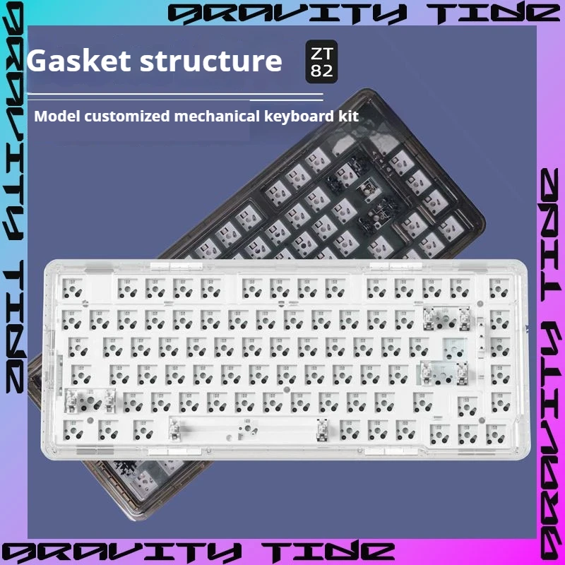 

Прозрачная настраиваемая Беспроводная механическая клавиатура в комплекте, прозрачная прокладка с горячей заменой для нижней оси из пластика