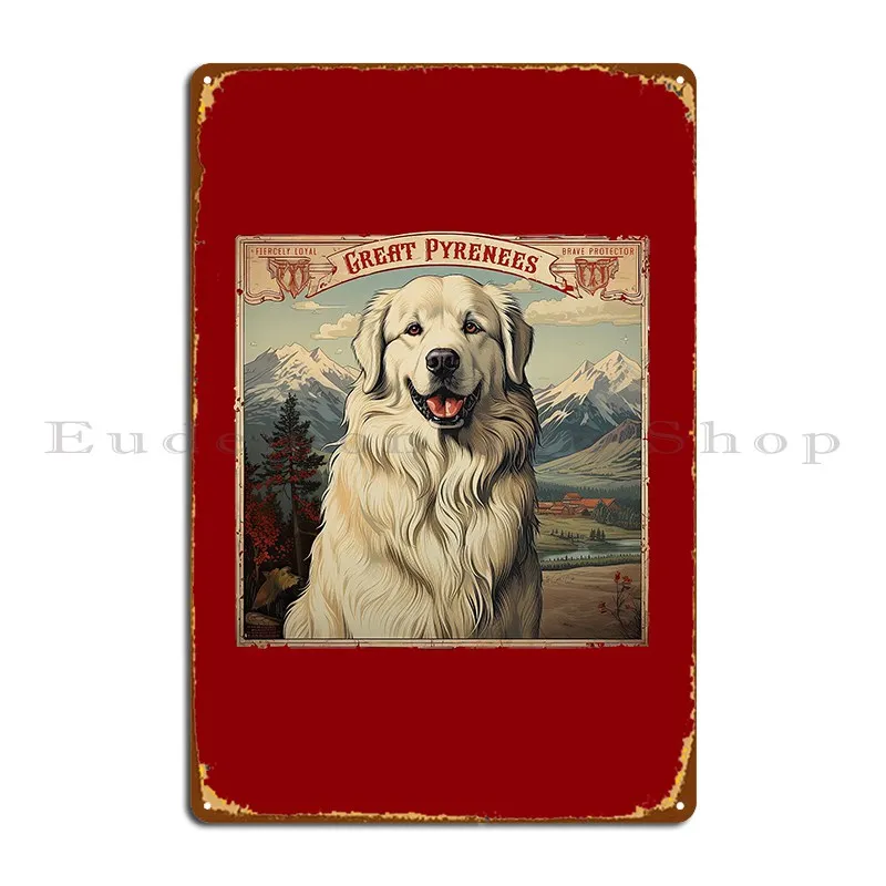 Vintage Great Pyrenees Advertisement Metal Plaque Poster Retro Bar Wall Decor Kitchen Create Tin Sign Poster