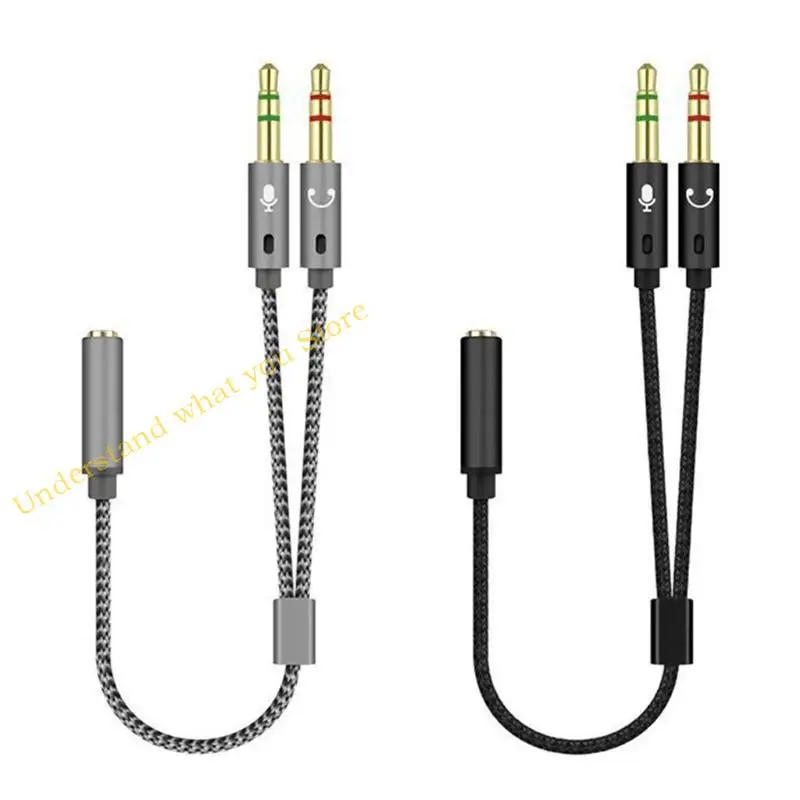 J60A 3.5mm Splitter Mics Cable for Computer Headsets 3.5mm Female to 2 Male Cable