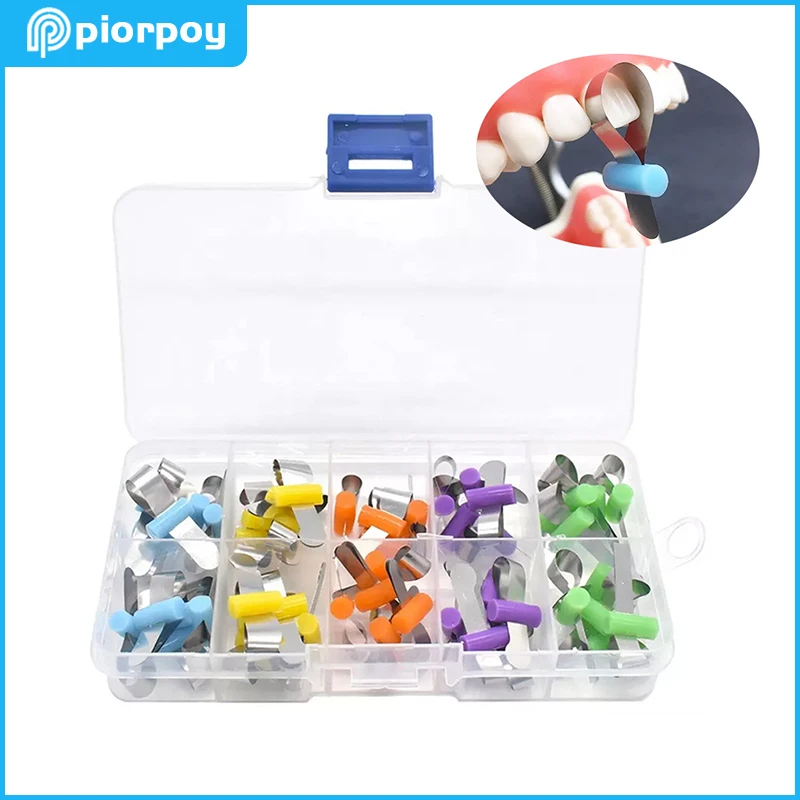 

PIORPOY 50Pcs Dental Forming Sheet Orthodontic Sectional Contoured Metal Matrices Dentist Auto-matrix Bands Material Odontologia