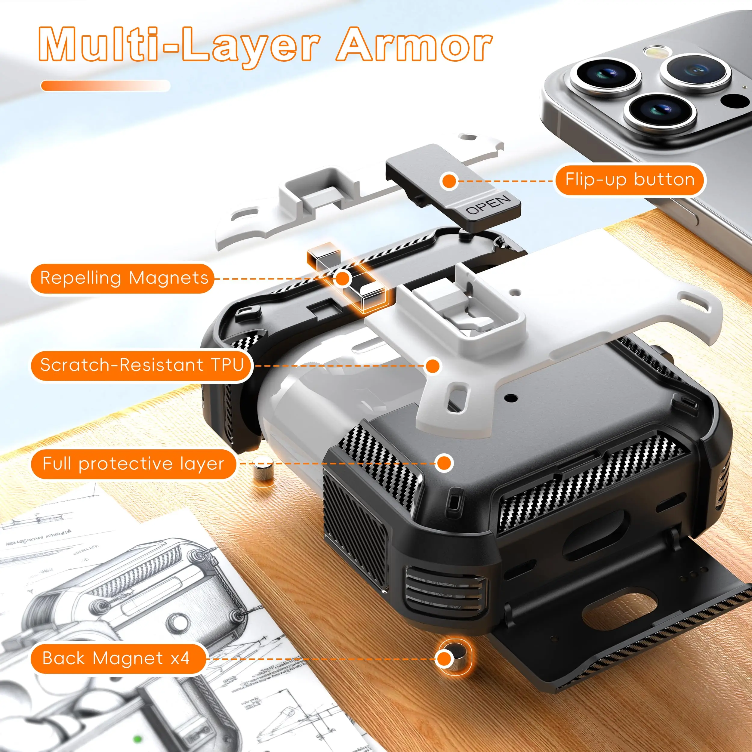 حامل هاتف مغناطيسي التلقائي التبديل حقيبة سماعة الاذن ل Airpods Pro 2 شحن لاسلكي غطاء سماعة الرأس ل Air Pods Pro 2 Funda
