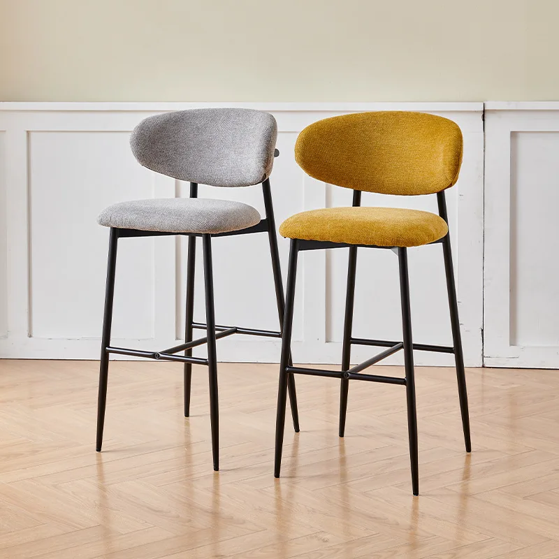 Taburete alto nórdico con respaldo para el hogar, Bar, recepción, Bar Simple moderno, silla de isla de cocina