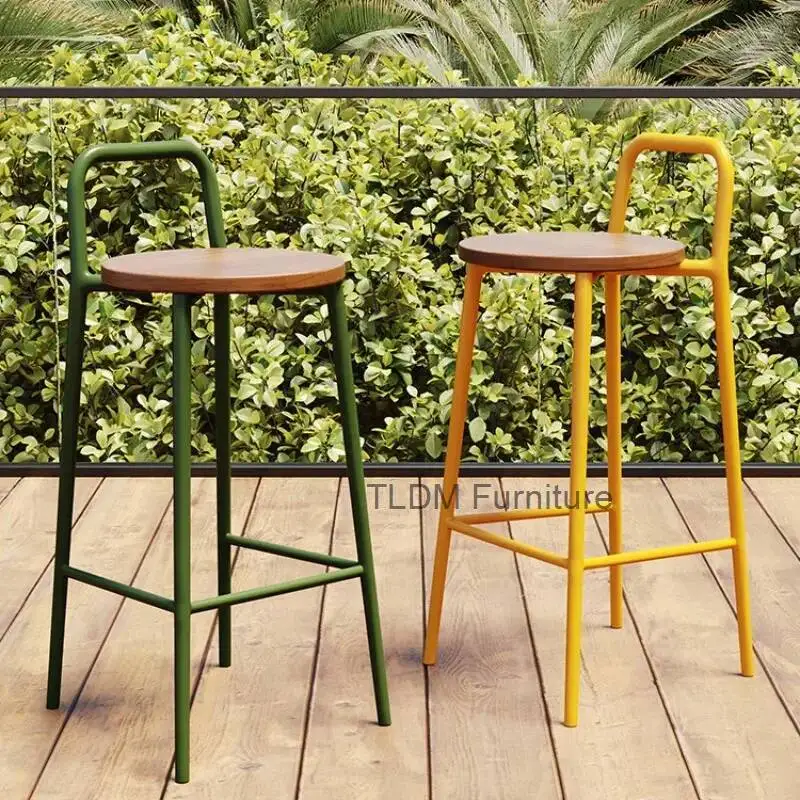 Nordic bar encosto compõem alta cozinha design cadeira de jardim fezes móveis ferro giratória fezes passo poltrona ajustável ao ar livre
