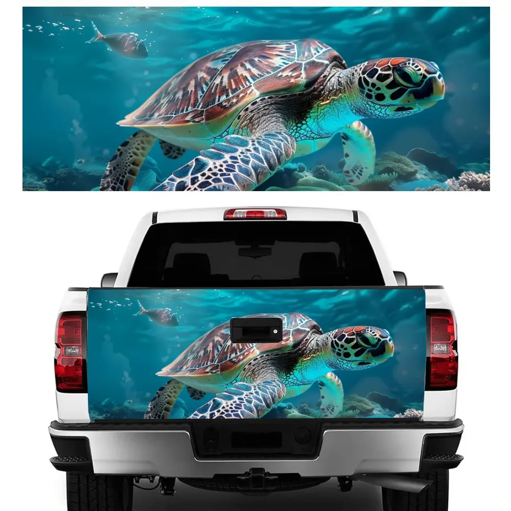 Free Swimming Sea Turtle Car Tail Trunk Protect Vinly Decal Auto Accessories DIY Hood Decoration Sticker for Off-road Pickup