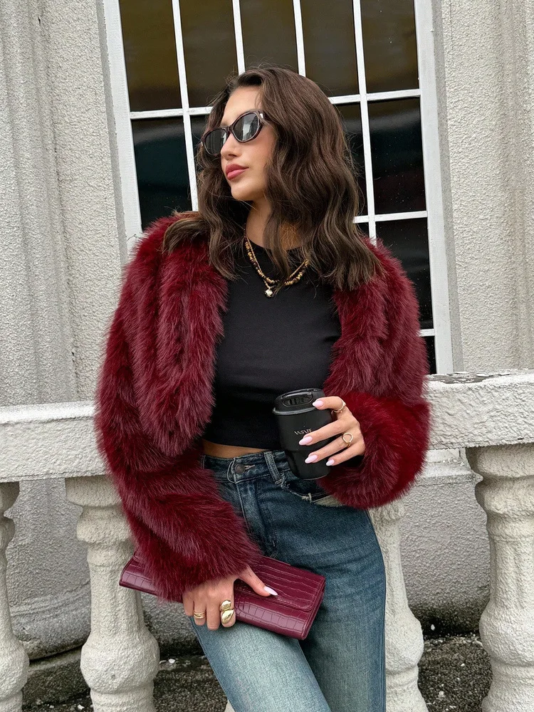 Short Coat Women Faux Fur Fox Coats Jackets Casual Coat Thick Warm Y2k Streetwear Jacket Elegant Work Outerwear Autumn Winter