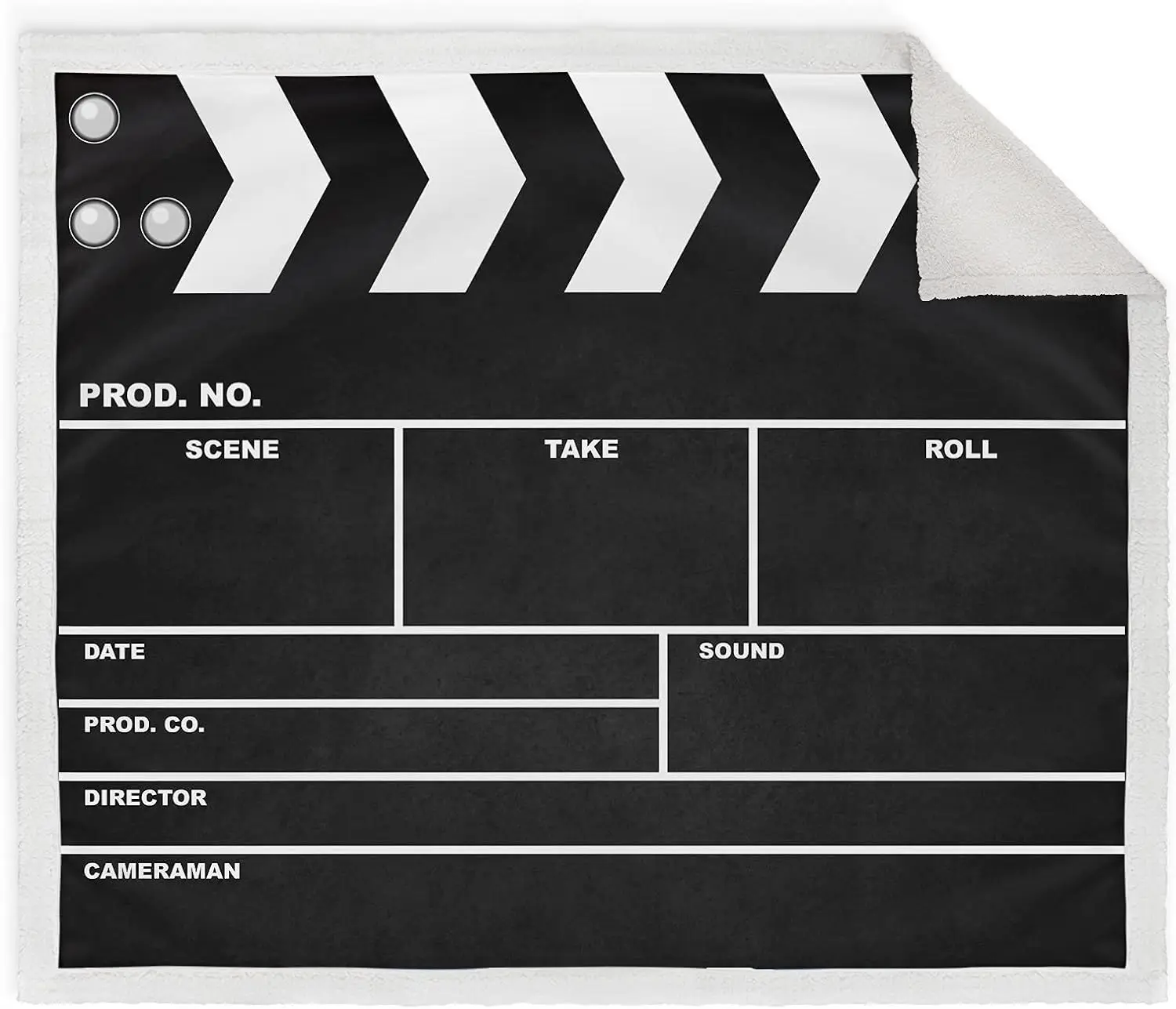 Movie Clapboard Print Throw Blanket Black Blanket Soft Warm Ligtweight Durable Cozy for Movie Lover