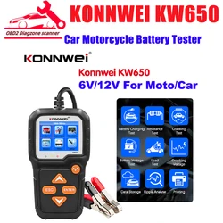 KONNWEI KW650 Car Motorcycle Battery Tester 6V 12V Auto Battery Analyzer 100 to 2000 CCA Car Moto Cranking Charging Test Tool