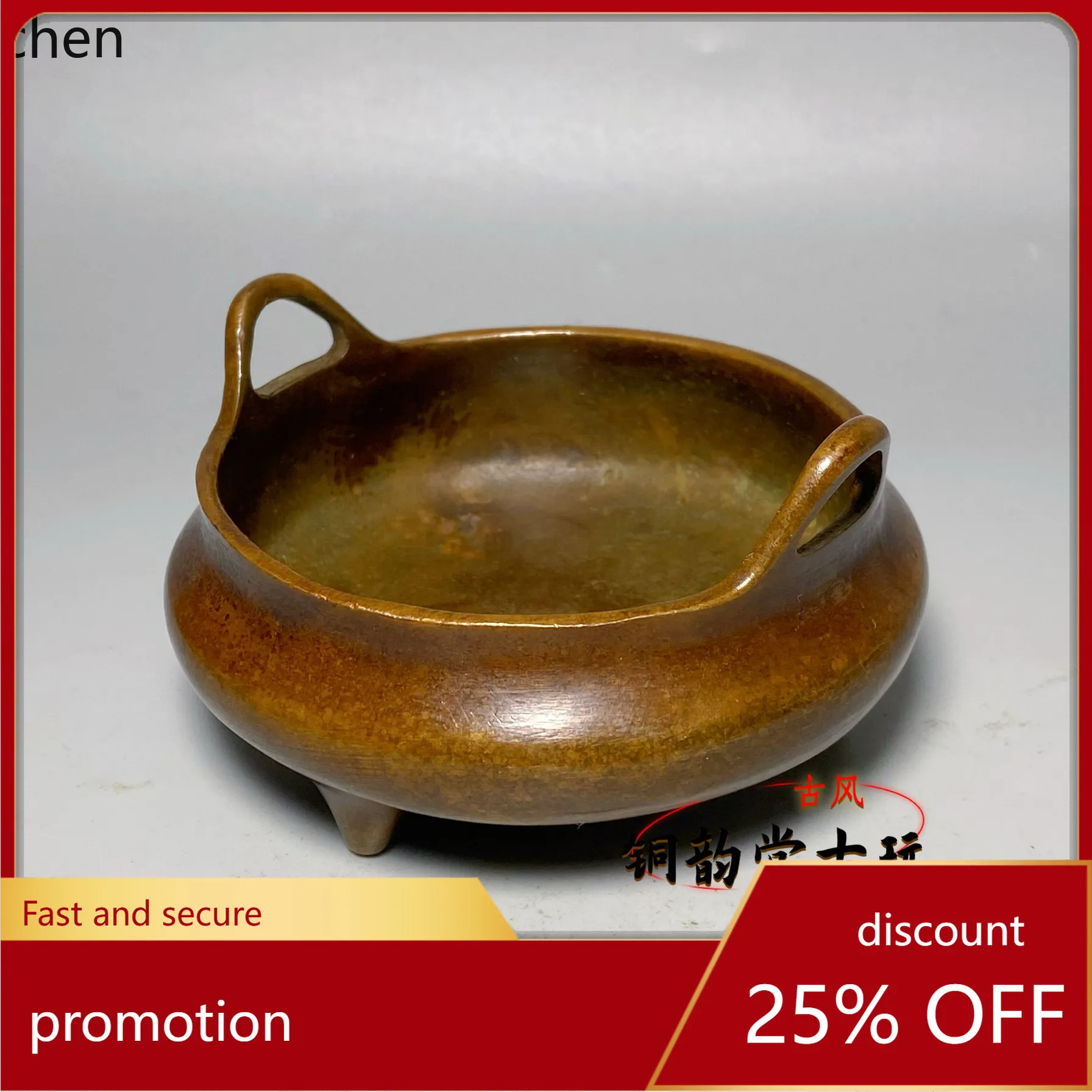 Cz copperware joel tripod incense burner retro stove home indoor incense copper burner