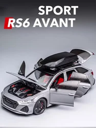 Modèle de voiture en alliage de simulation Rs6, jouet arrière nervuré, son et lumière, station tout-terrain, Wagon, collection garçon, cadeau de décoration, 1:24, nouveau