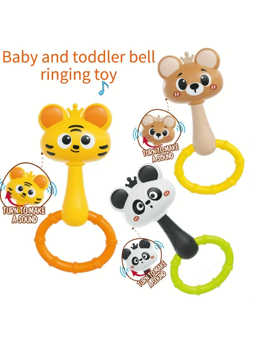 Jouet carillon à main ours et tigre-jouet sensoriel d'apprentissage avec musique et son, développement de la motricité fine, activité de préhension