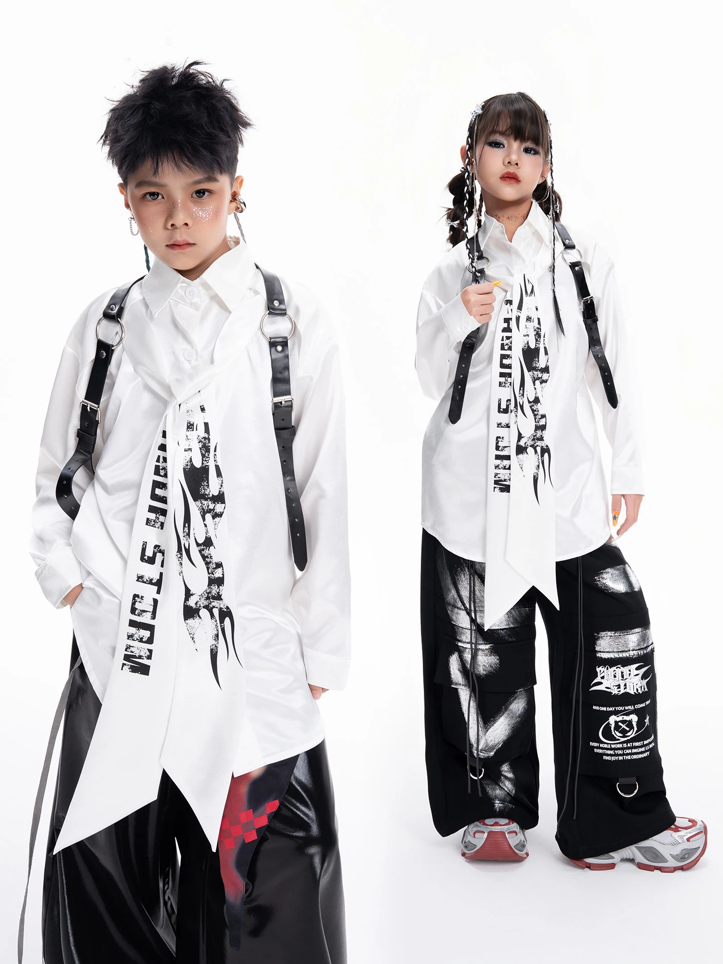 

Белые рубашки Design Sense 2024, танцевальный костюм в стиле хип-хоп с длинными рукавами для мальчиков и девочек, одежда для джазовых танцев, детская одежда L17887